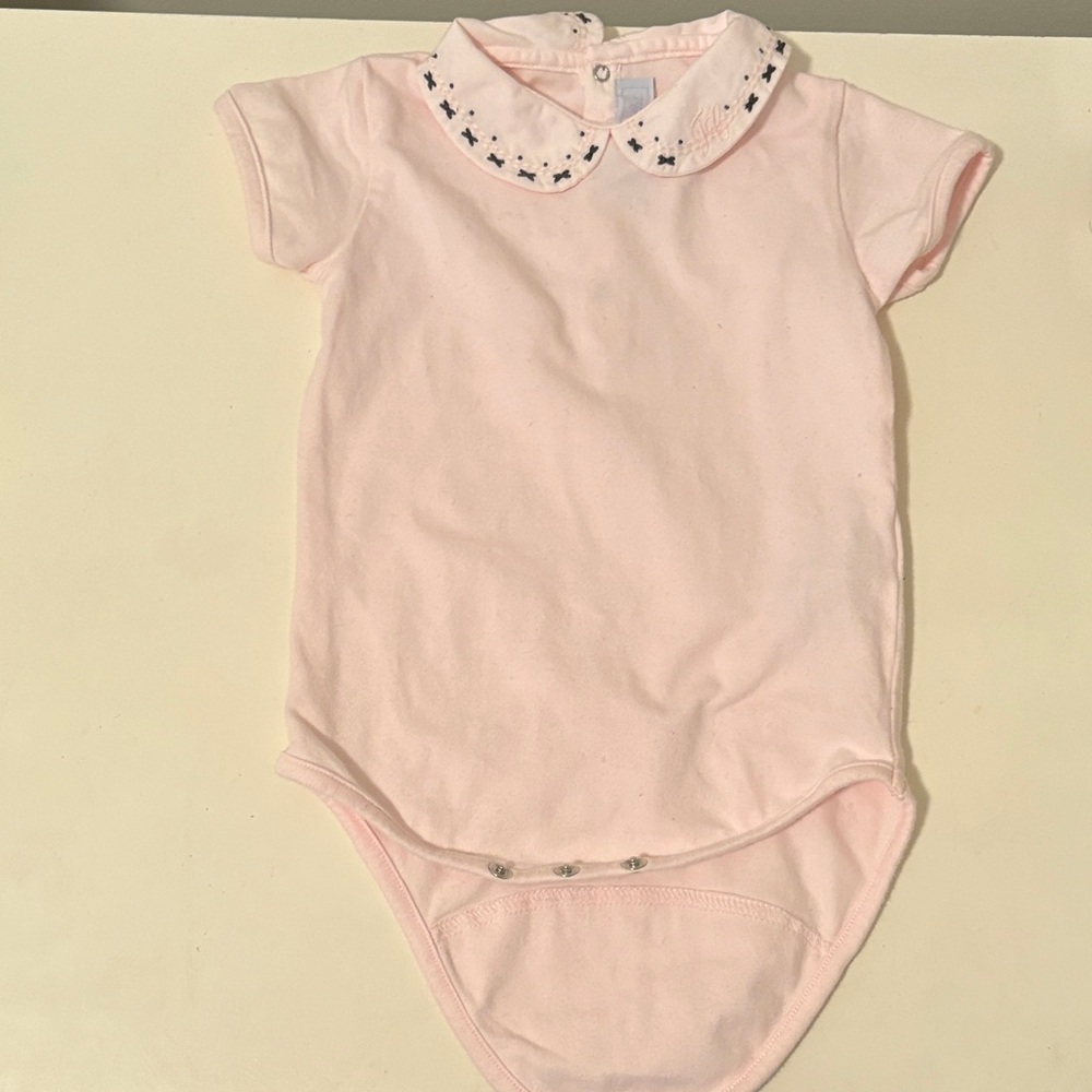 Tartine et Chocolat Pale Pink Peter Pan Collar Bodysuit